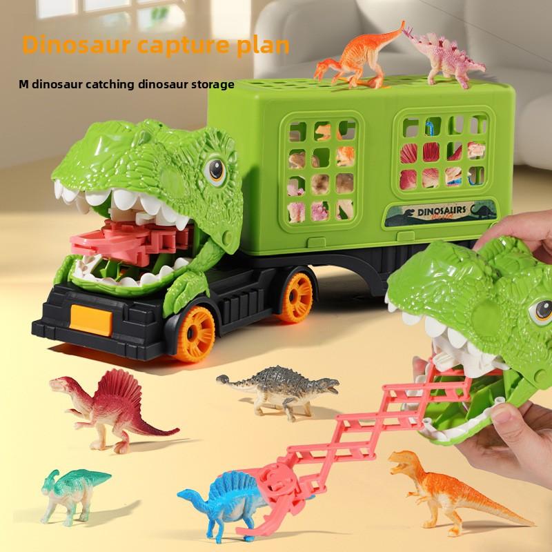 Dinosaur Toy Car, Dinosaur Capture Scene, Storage Van, Inertia Sliding, Children's Car, Toy Gift