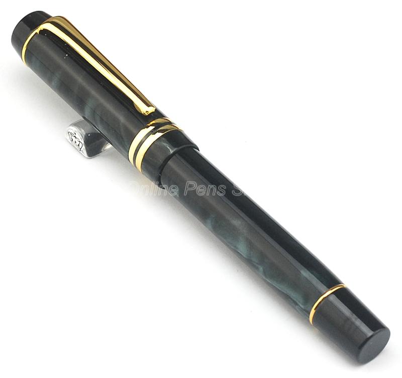 Kaigelu 316 Black & Golden Marble Celluloid Fountain Pen 22KGP Fine Nib Green Phantom Pattern For Business Gift Pens