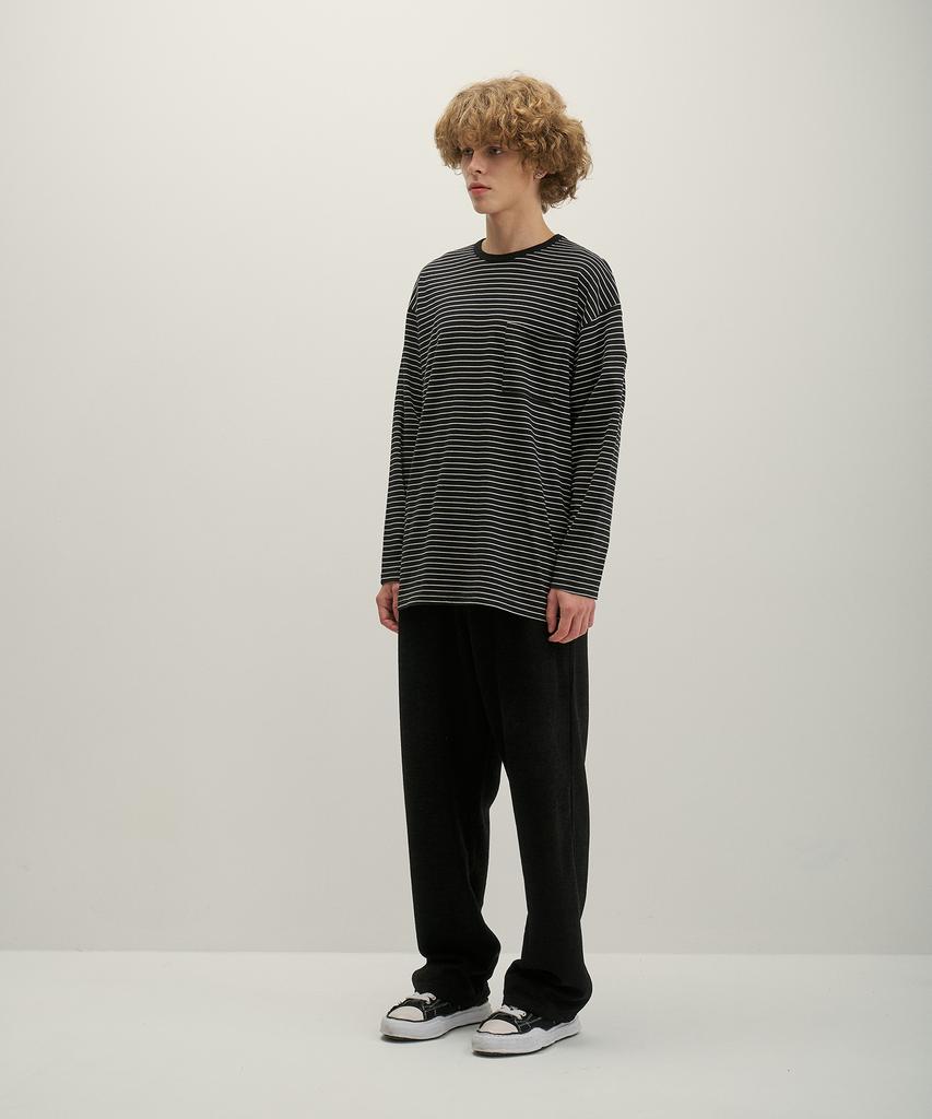 GNOK Striped Pocket Long Sleeve T-Shirt [Black]