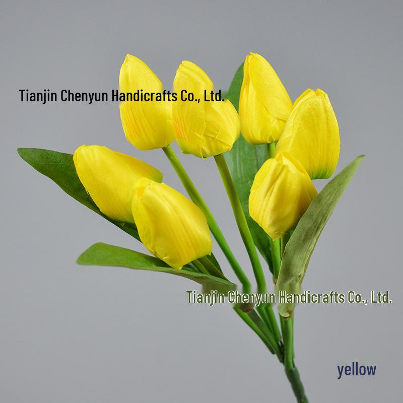 7-Head Artificial Tulip Bouquet Desktop Arrangement for Weddings & Performances