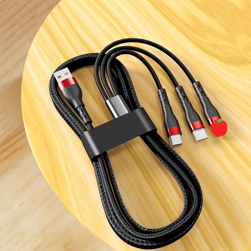 3-in-1 Fast Charging Cable: 6A Speed for Apple, Android, and Type-C Devices