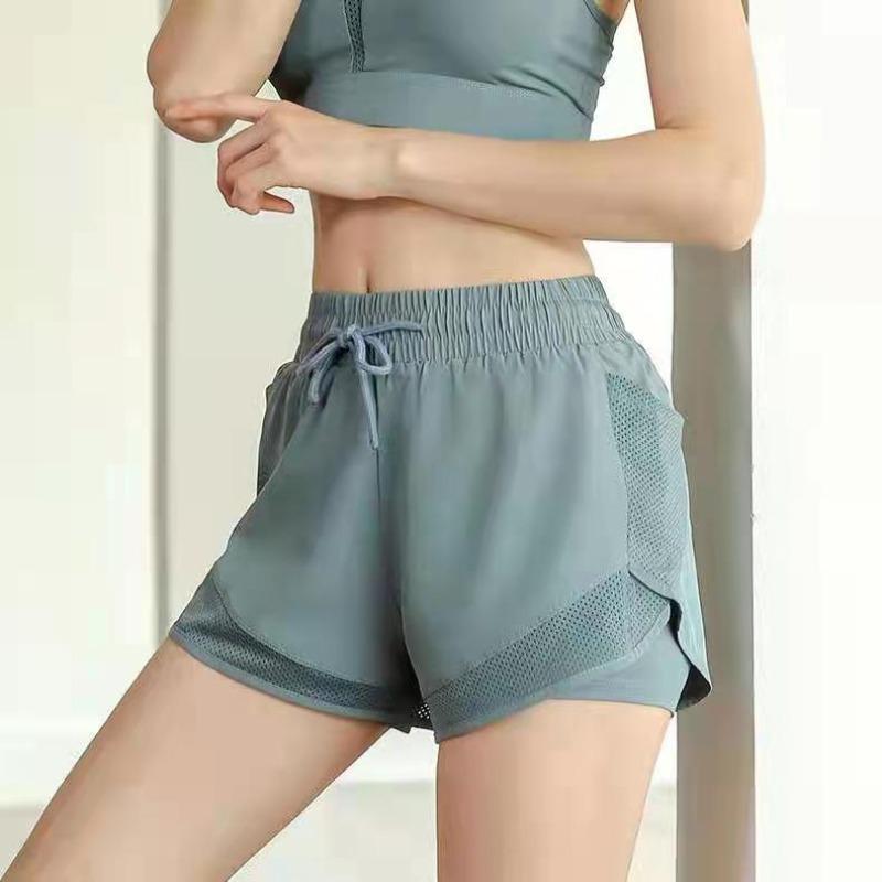 Sommer Damen Gaze Fake Zwei Schnelltrocknend Locker Laufshorts Weiblich Rutschfest Sport Fitnesshose