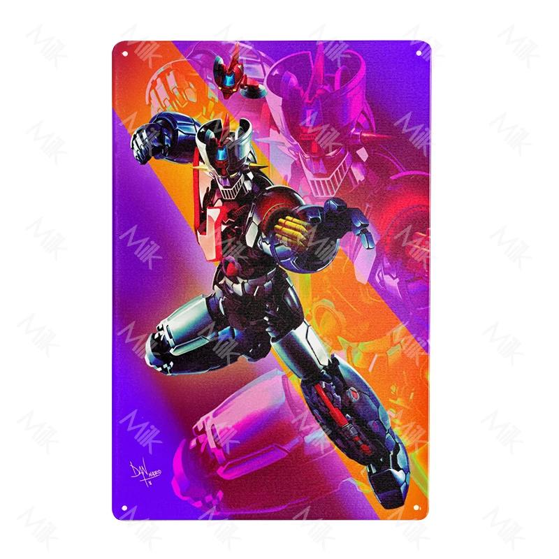 Anime Goldrake Goldorak Mazinger Z Metal Tin Sign Rectangle UFO Robot Grendizer Signs Plaque Bar Cafe Bedroom Wall Art Decor