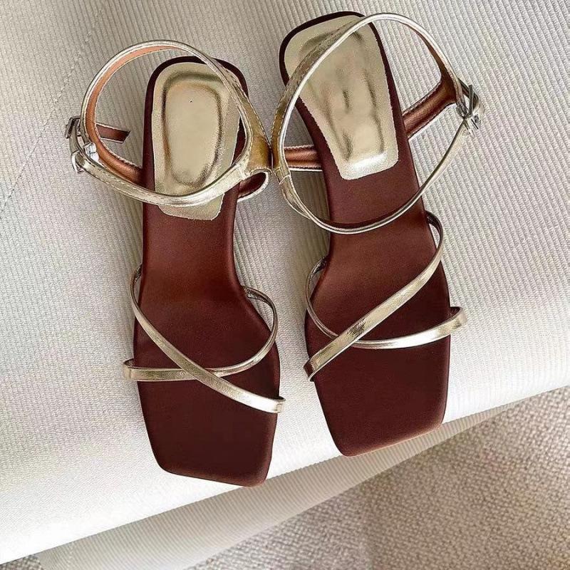 2026. New Simple Sandals Women's Summer 5cm Special-shaped Wedge Heel Sandals One-word Buckle with Holiday Style Roman Shoes