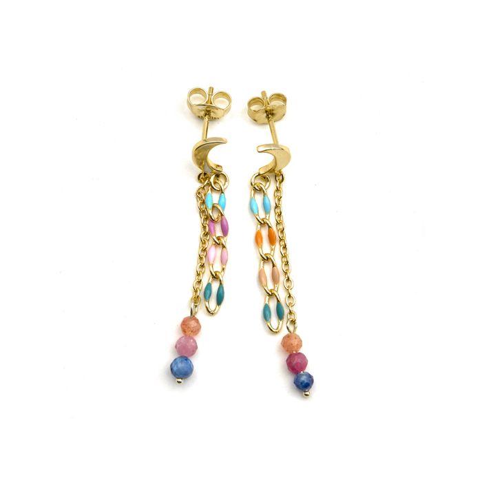 Boucles d'oreilles Luxenter en argent 925 et cristal multicolore finition or 18k - Liesi