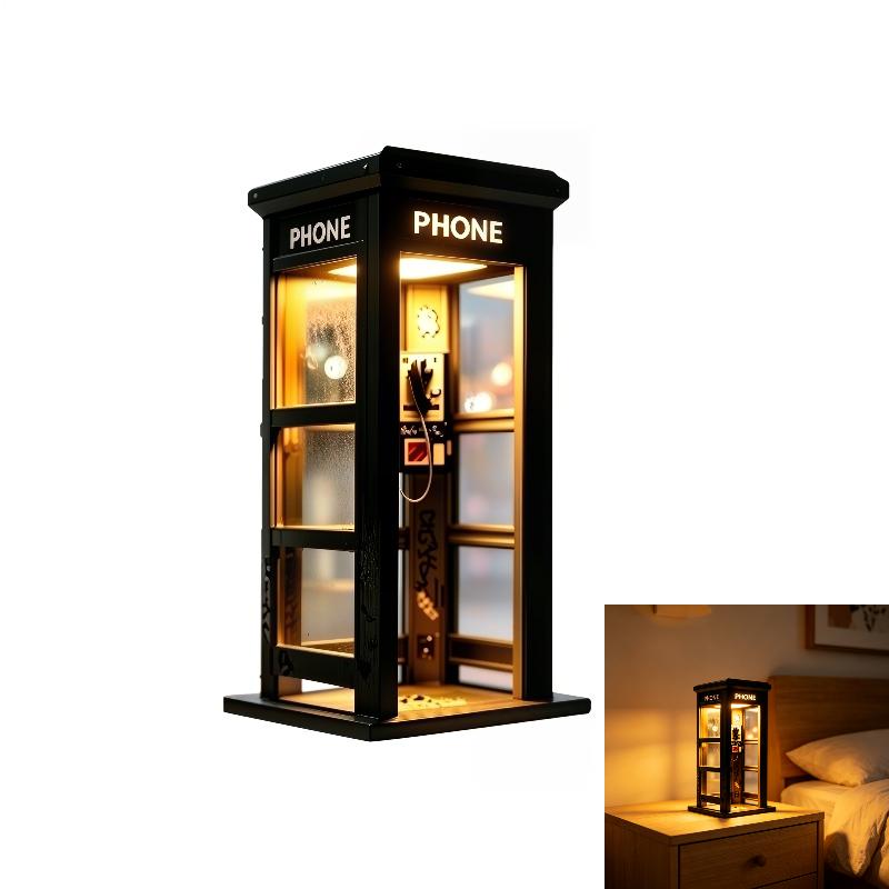 Retro Vintage Große Telefonzelle Lampe – Mini-Telefonzelle Stimmungs-Schreibtischlicht Für Heimdekoration, Klassisches Design