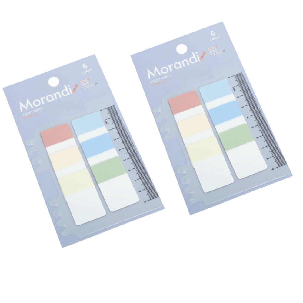 2set 6 Colors Transparent Sticky Notes Self-Adhesive PET Sticky Notes File Classification