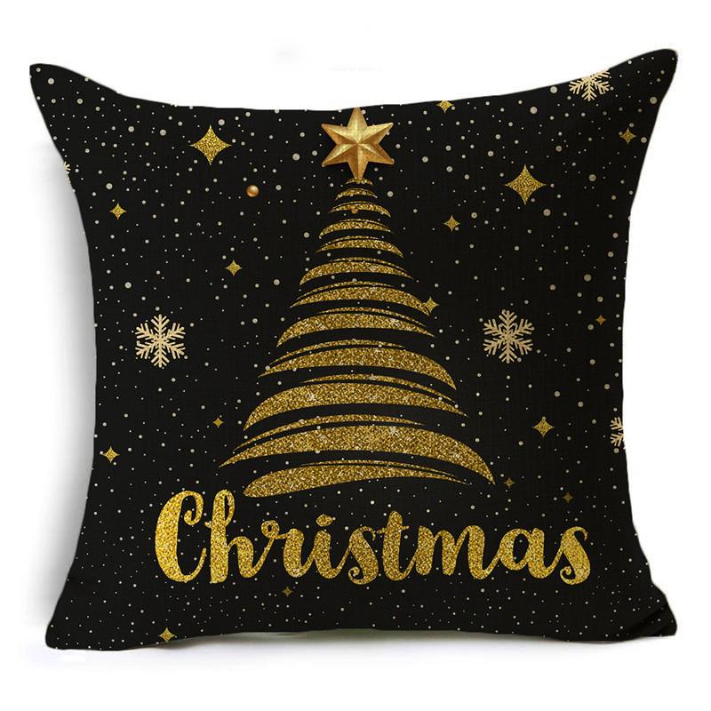 Creative Black and White Christmas Theme Pillowcase Holiday Gift Sofa Decorative Cushion Cover 40*40cm/45*45cm/50*50cm