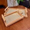 Hollow Serving Tray with Handles Handmade Kitchen Fruit Platter Bamboo Hand-Held Tray  Food