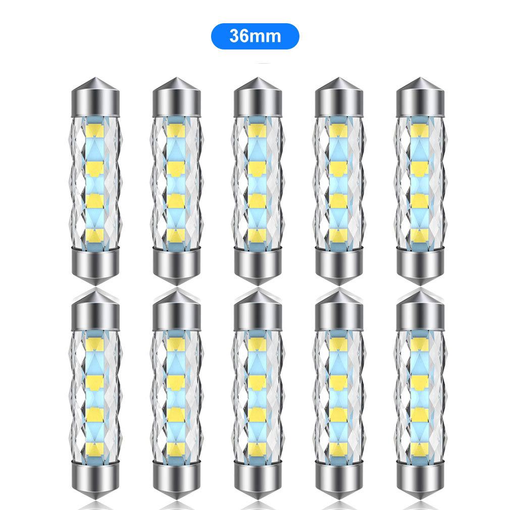 

10 шт. C5W LED Автомобильная Салонная Купольная Лампа для Чтения Фестонная 31мм 36мм 39мм 41мм Двусторонняя Подсветка Номерного Знака Лампы Багажника C10W 2835 8SMD 12В DC 6000K Белый 36mm