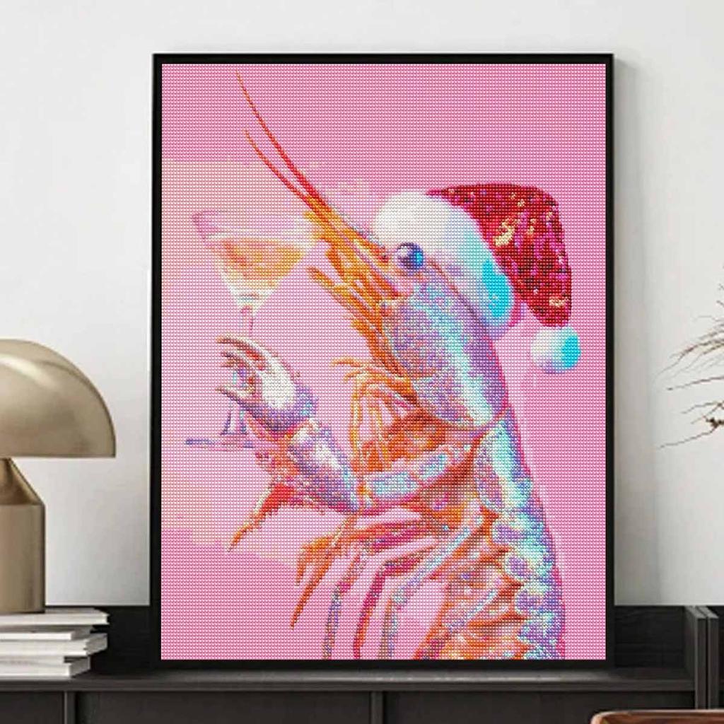 Lobster DIY Diamond Art Painting Kit with Shiny Resin Diamonds for Adults Relaxing Craft Wall Decor and Handmade Gift Idea Set Decor