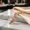 Keychain Pendant Sparkling Rhinestones High Heels Charm Key Chain with Lobster Clasp Electroplated Key Holder Bag Accessory
