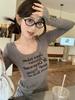 Women's Retro Slim Fit U-Neck Long Sleeve T-Shirt - Early Spring Base Layer