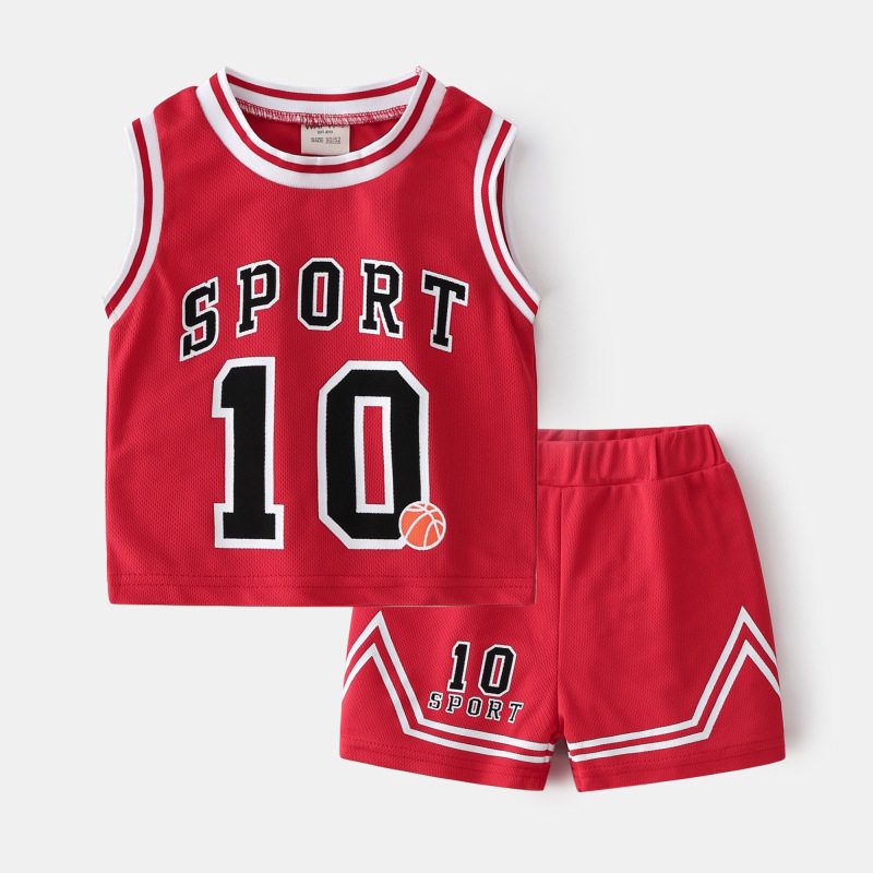 Children's Clothing Summer Children's Thin Sleeveless Sportswear Suit Boys' Mesh Breathable Baby Boys' Vest Jersey Ball Uniform