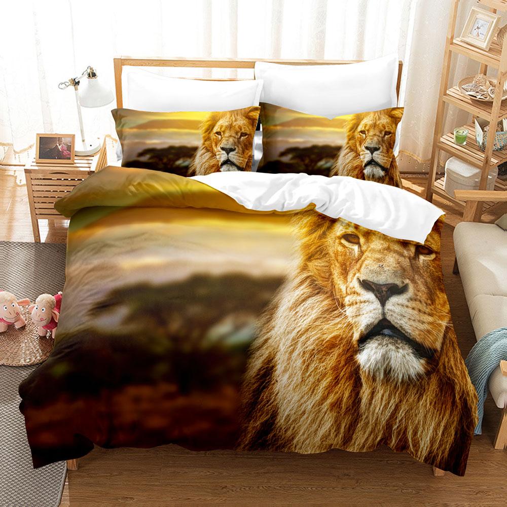Animal Lion Bedding Sets 3D Tropical Printed Exquisite Bed Supplies Set Duvet Cover Bedding Set No Filler Birthday Gift For Boys