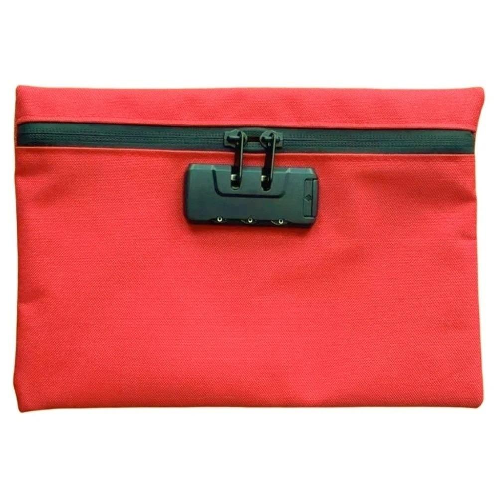 Zip Closure Money Bag with Lock Combination Lock Security Document Bag  Camping