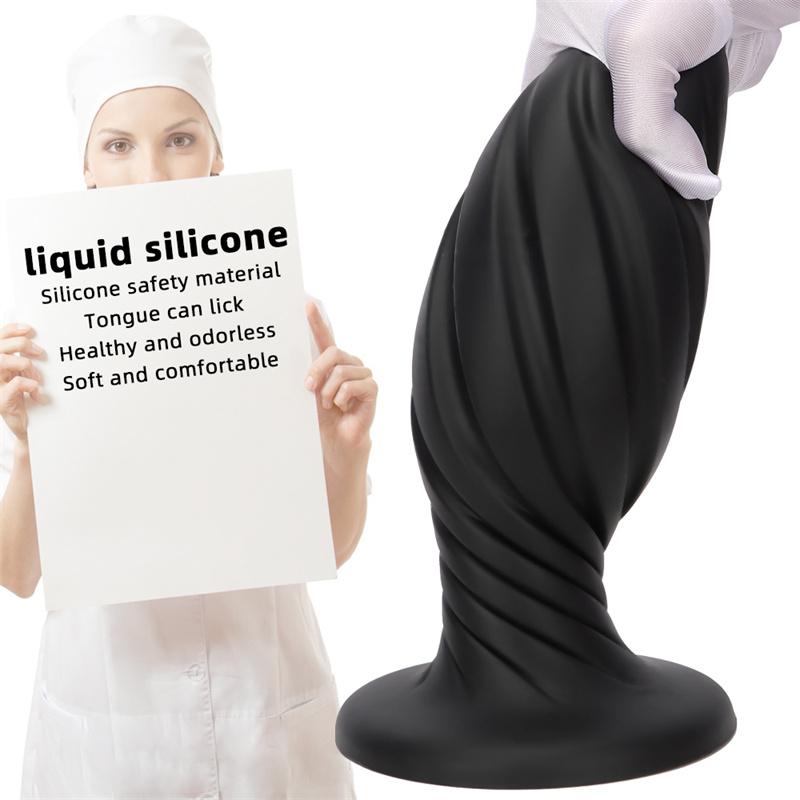 Black Yu'er Sucker Rear Court Big Anal Plug Fisting Training Soft Anal Expansion Silicone Super Large Anal Plug Dildo