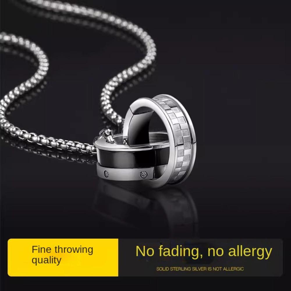 Gold Cross Men Necklace Double Ring Shape Cross Pendant Cross Necklaces Daily Wear Choker
