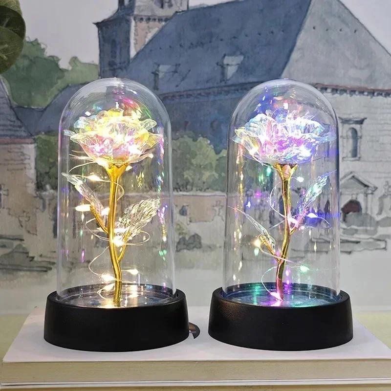 Beautiful night light rose eternal flower party supplies LED simulation rose Valentine's Day