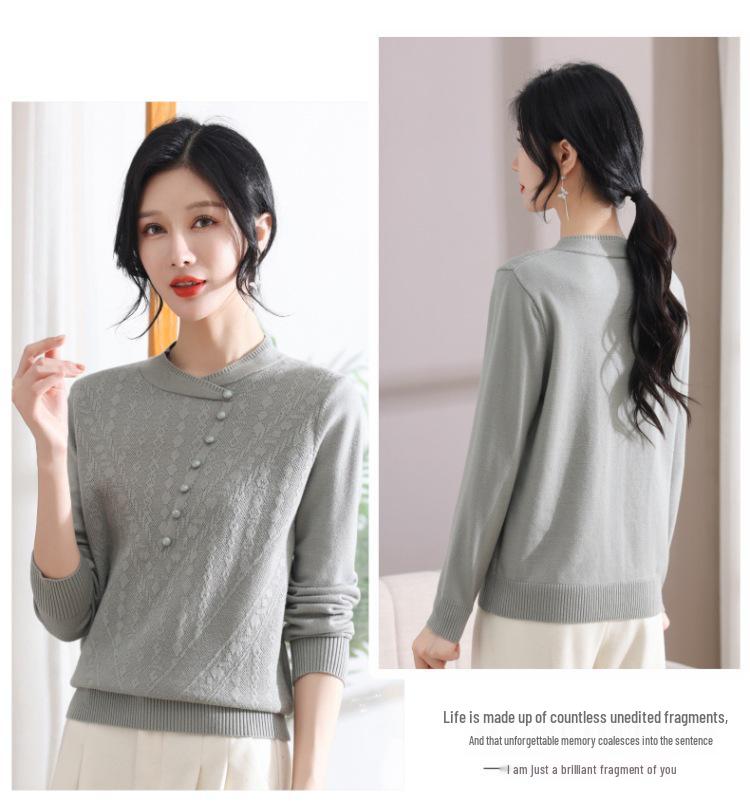 2024 Velvet-Enhanced Knit Sweater: Warm, Fashionable Round-Neck Chinese Style for Autumn/Winter