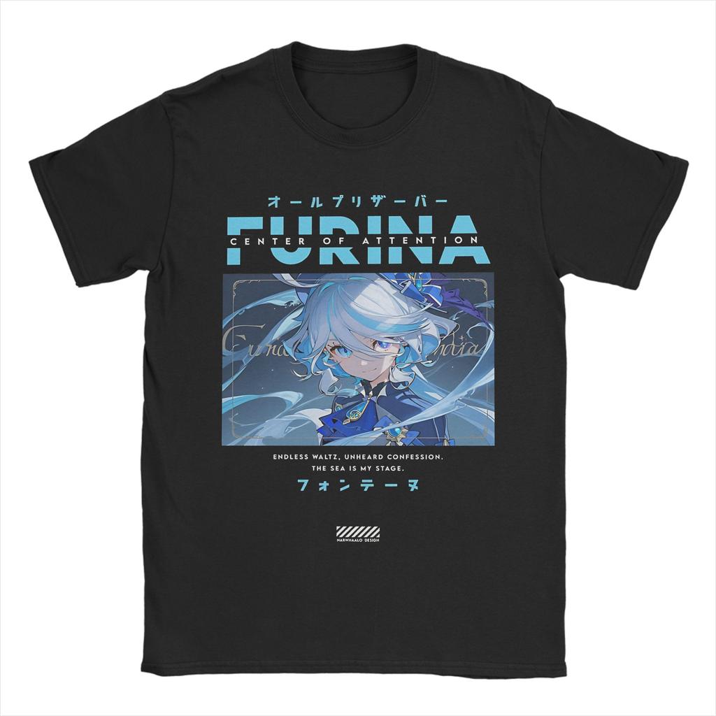 Leisure Furina Tshirts For Unisex Unisex Round Neck 100 Cotton T Shirts Genshin Impact Game Tee Shirt Plus Size Clothing