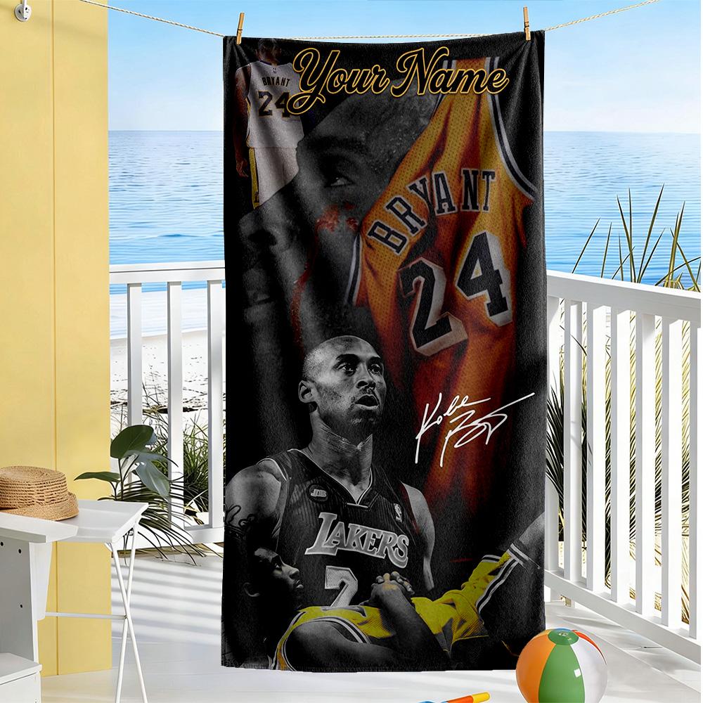 Kobe Personalized Name Beach Towel Quickdry Soft Microfiber For Beach Bathroom Outdoor Swimming Pool Camping Picnic Yoga Diving Vacation Accessories