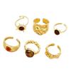 Tiger Eye Inlaid Crystal Ring Set Gold Plated Finger Open Rings Set New Geometric Rings Set  Women