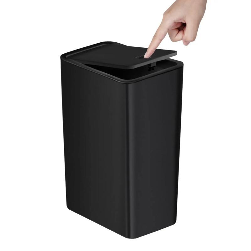 10L Small Bathroom Trash Can with Push-top Cover, Suitable for Bathroom, Bedroom, Living Room