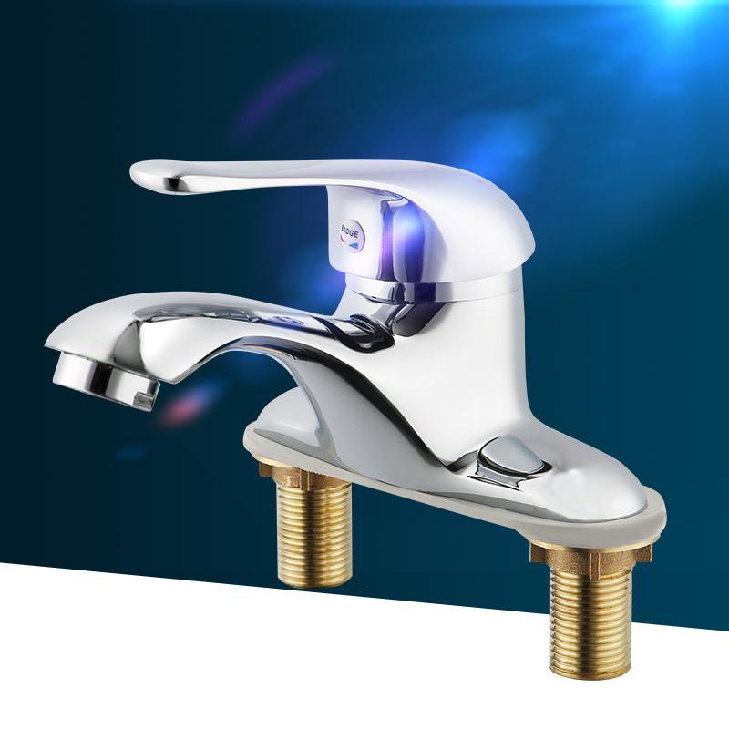 1PC Becken Doppelloch Wasserhahn Öffentliche Toilette Badezimmer Waschbecken Keramiksäule Becken Heiß und Kalt Doppel Wasserhahn Becken Wasserhahn