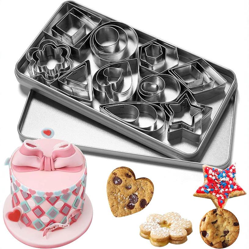 30-Piece Mini Stainless Steel Cookie and Fondant Cutters In Tin Box