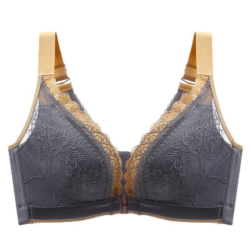Sexy Sexy Large Size Front Buckle Lace Back Summer Thin Section Adjusted Poly Polymerization Without Steel Ring To Collect Secondary Breasts Cover