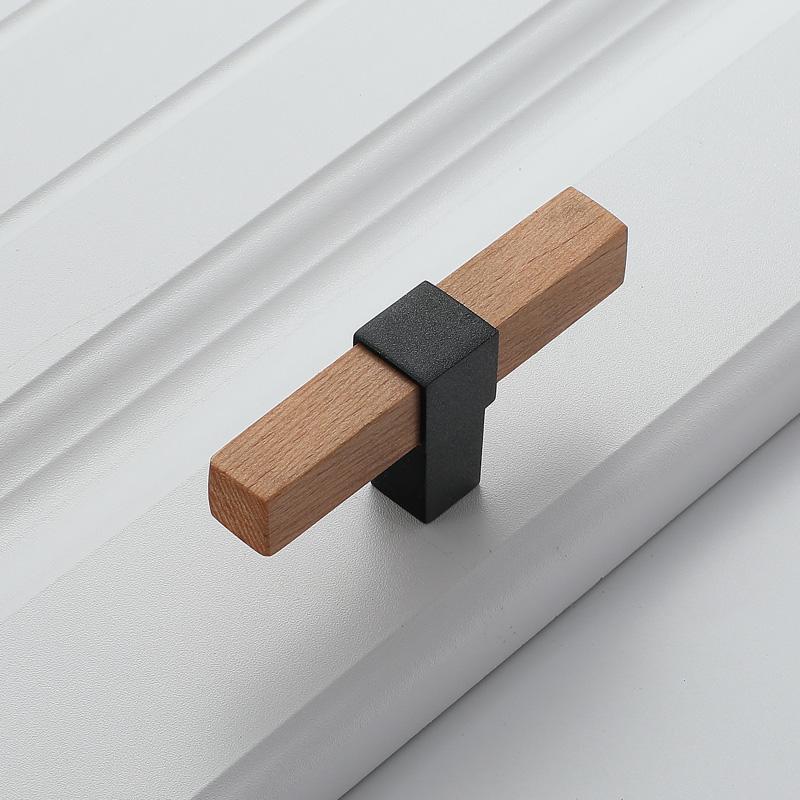 Wood Handles For Furniture Cabinet Pulls And Modern Black Kitchen Doors Drawer Kids Gold Adjustable Knobs 96-160mm