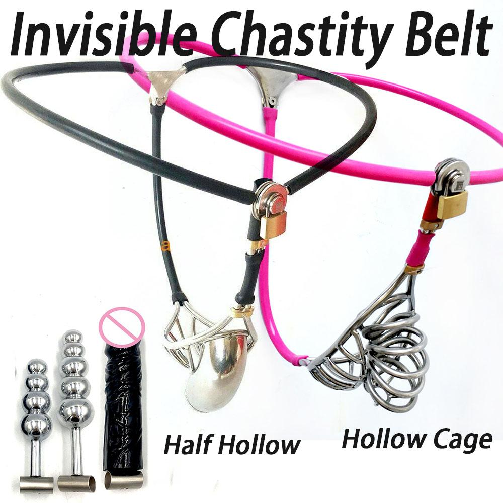 Male Chastity Belt Cock Cage Invisible Pants Stainless Steel Chastity Device Hook Bird Cage Breath Underwear Sex Toys for Adult