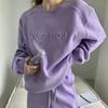 Purple Sports Casual Suit for Women, Spring and Autumn Fashionable Loose Sweatshirt and Trousers Two-piece Set