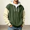 Men's Half-Zip Hooded Sweatshirt Knit Color Block Casual Pullover