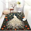 White Peacock and Flowers Printed Carpet for Bedroom Living Room Bedside Sofa Floor Mat Modern Home Decor Area Rug for Gifts