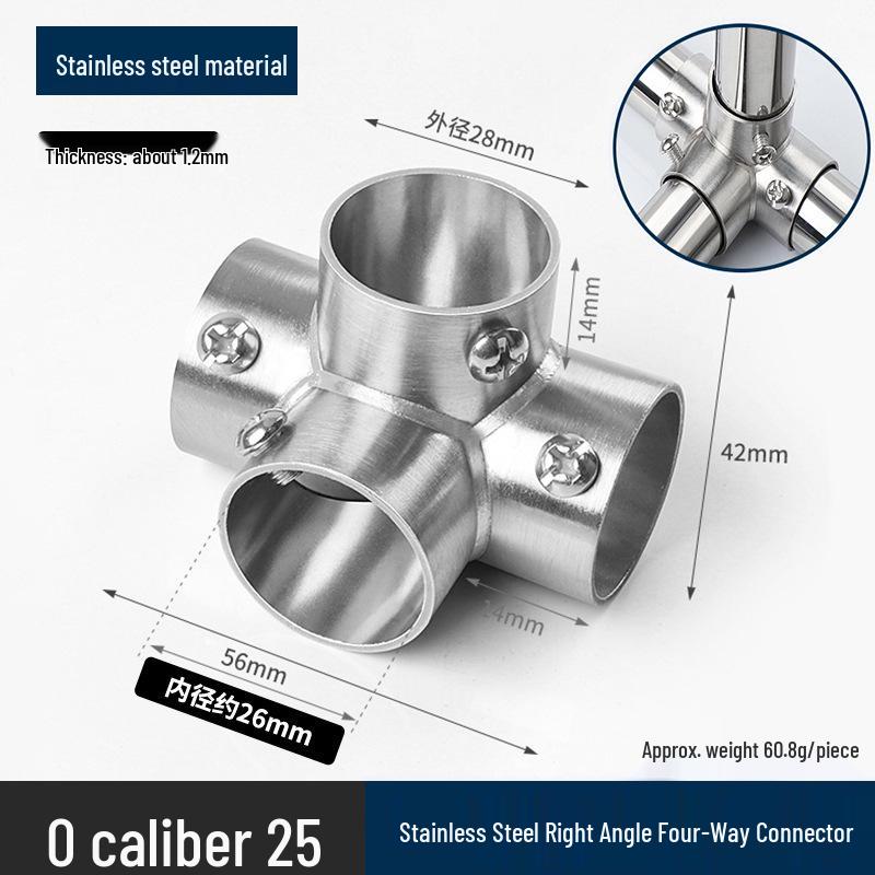 Stainless Steel Right Angle Tee Connector 19mm-32mm Joint Elbow Assembly Frame Fastener
