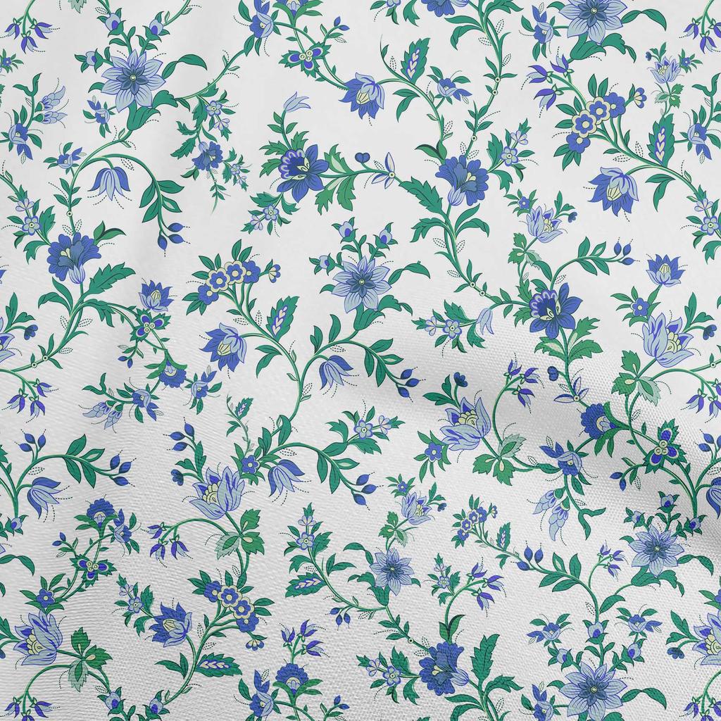 oneOone Bavlněná flex látka světle šedá, jakobínský květinový potisk, látka na metráž, 40 palců