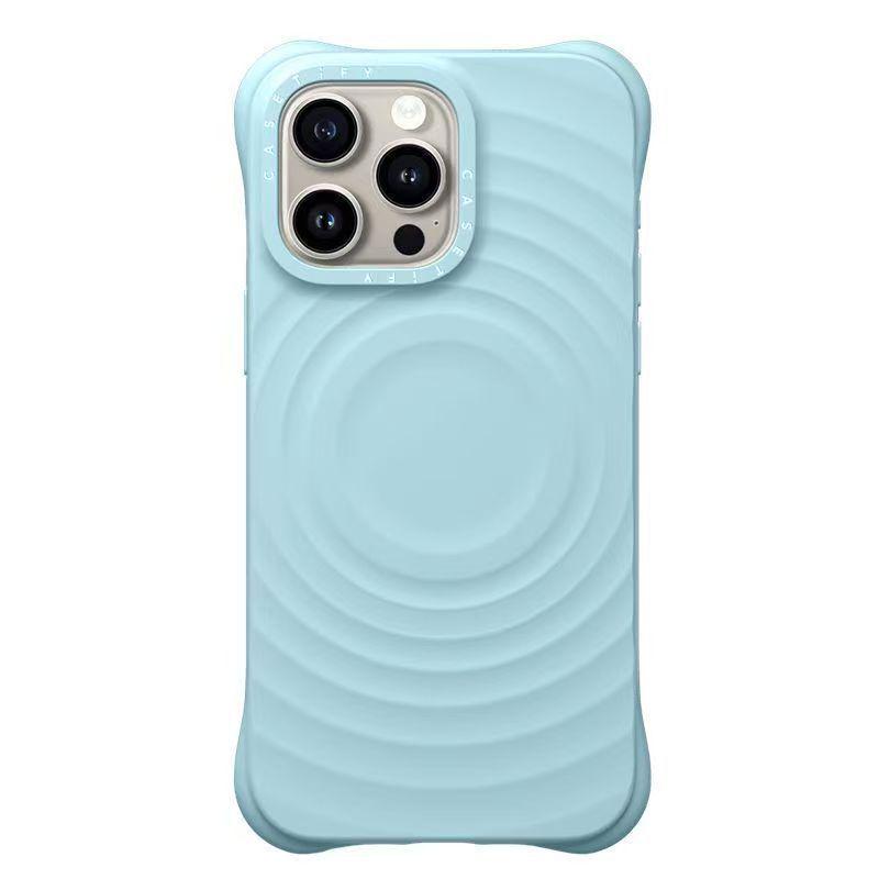 MagSafe-Compatible Wave Pattern White Phone Case for iPhone 16 Pro Max/17 Pro