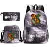 Large Capacity Schoolbag with Shoulder Strap; Student Three-piece Pencil Case Set