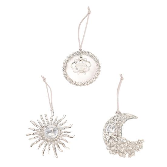 Rhinestone Vedhæng Sol Halvmåne Blomst Design Zinklegering Glitrende Bilinteriør Charme med Snor Auto Hængende Pynt