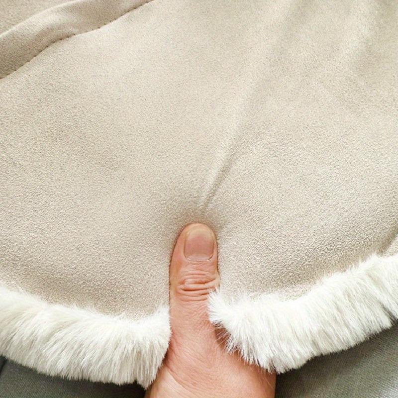 Faux Rabbit Fur Futon Cushion, Round Plush Chair Cover Cushion, Soft Japanese-style Tatami Mat, Memory Foam Meditation Seat Pad