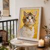 5D DIY Frameless Pearl Painting Cat Wearing A Hat Pattern Painting Kit Suitable for Home Living Room Bedroom and Other Wall Decoration Art Paintings