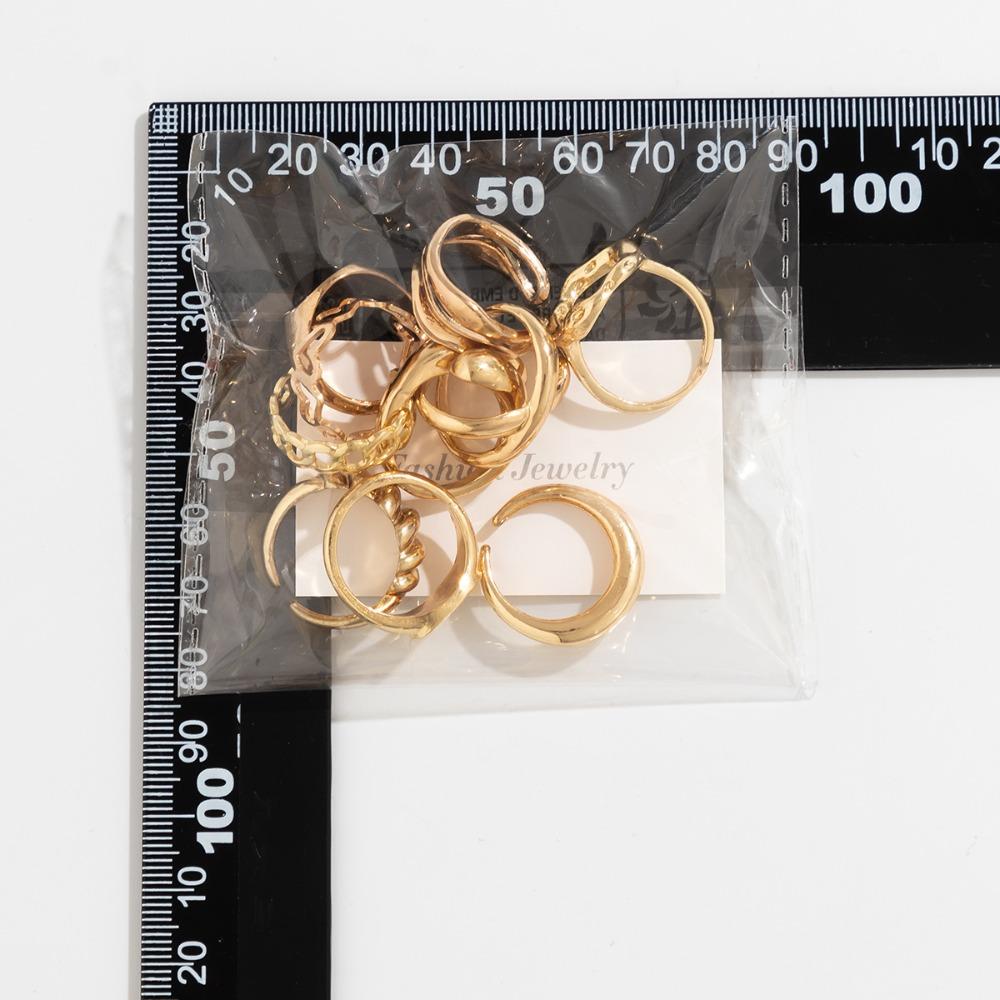 Smooth Surface Open Ring Metal Texture Ring Fashion Ring Set