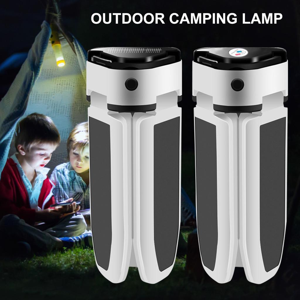 60 LEDs Solar Lantern Emergency Light Outdoor Trefoil Tent Light Mobile Power for Charging USB Rechargeable Camping Light