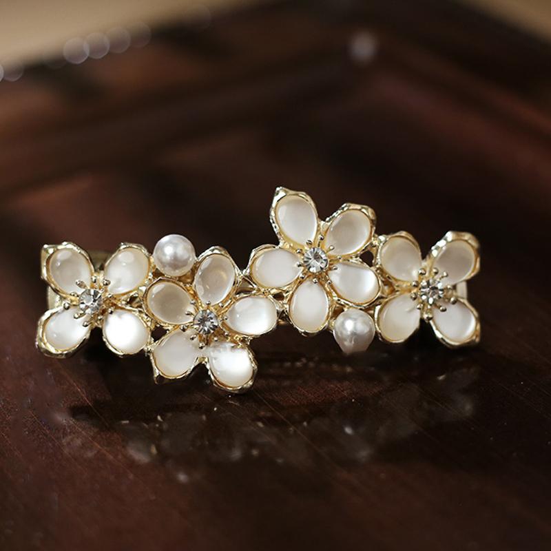 Elegant Floral Hair Barrette, French Clip Spring Hair Claw,  Accents, Bridal Hair Accessory For Half-Up Hairstyles