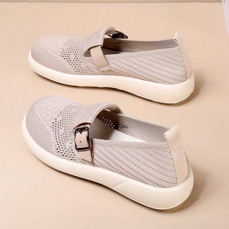 Cloth shoes women's single shoes flying woven surface comfortable and breathable leap month mother shoes platform bottomBoken medium grandmother shoes
