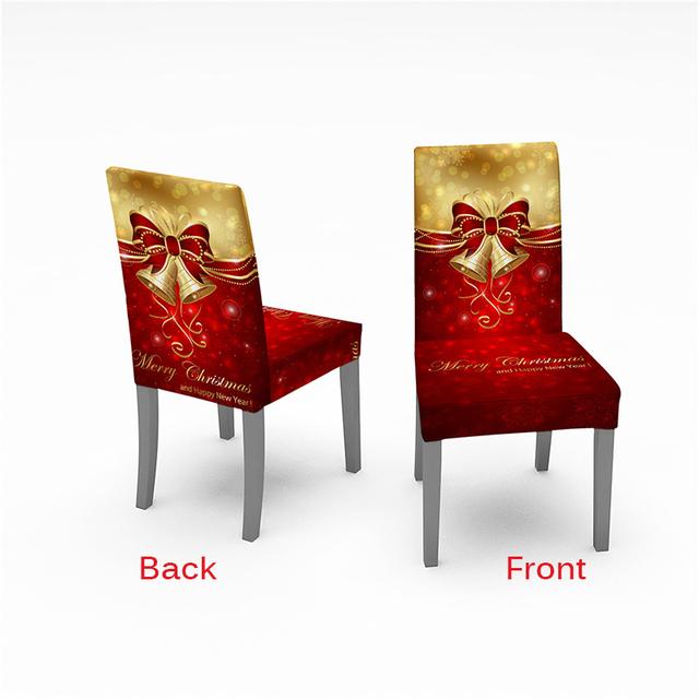 2 /6pcs Christmas Chair Covers Santa Elastic Stretch Dining Room Office Chair Slipcover Kitchen Seat Cover Spandex Navidad Decor