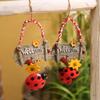 Welcome Sign Cartoon Style Sunflower Decor Vibrant Color Ladybug Spring Door Wreath for Backyard