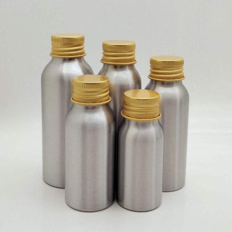 50Ml-250Ml Gold Aluminum Bottle With Screw Cap Perfume Cosmetic Toner Water Bottle Travel Protable Refillable Bottle